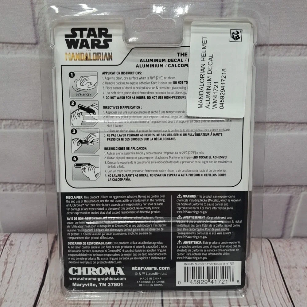 Star Wars The Mandalorian 3D‎ Mando's Helmet Aluminum Car Decal Silver 4in